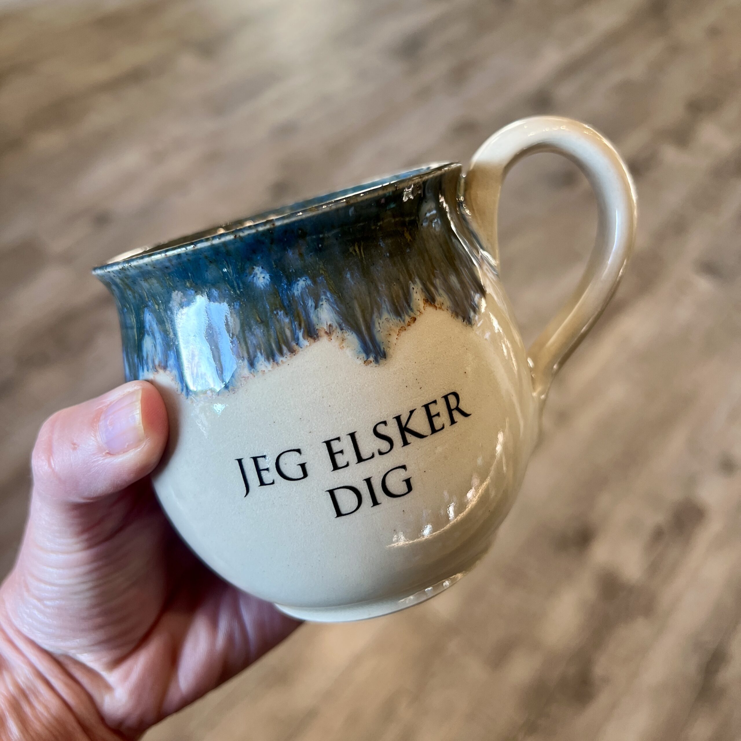 JEG ELSKER DIG Blå Buede kop